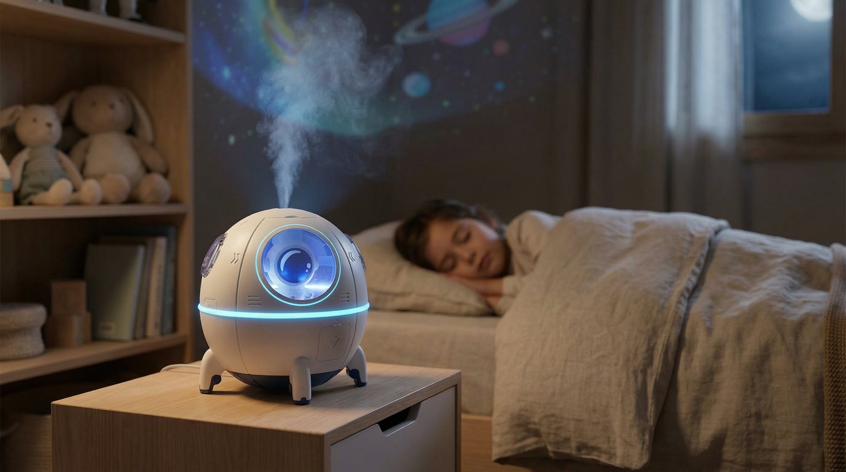 Humidificador Infantil Ninno™ | Nave Espacial con Luz Nocturna